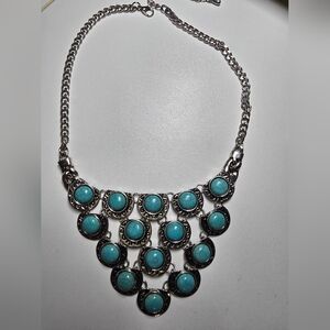 Silver and Turquoise Statement Necklace